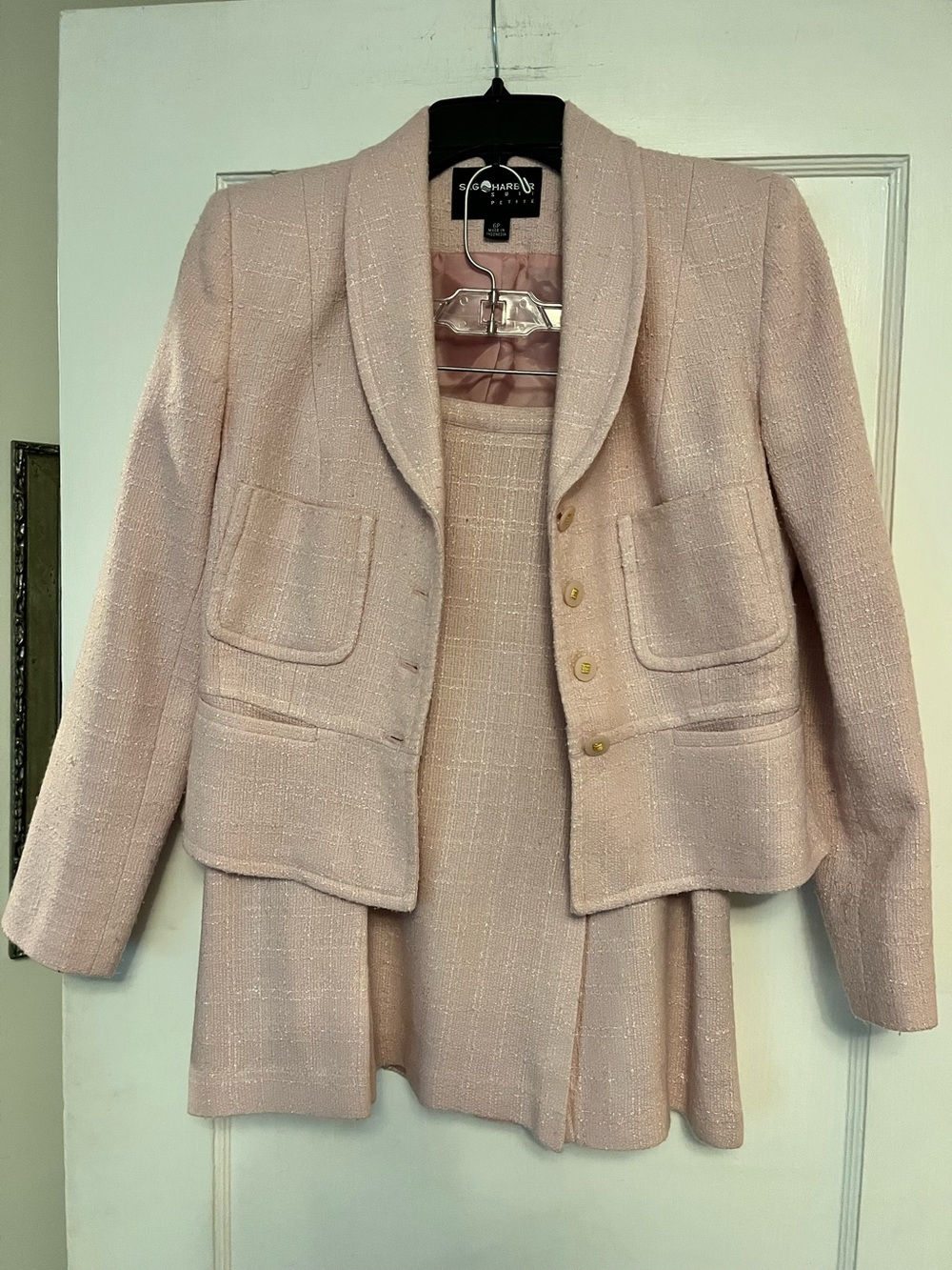 Sag Harbor Blush Pink Tweed Skirt Suit
